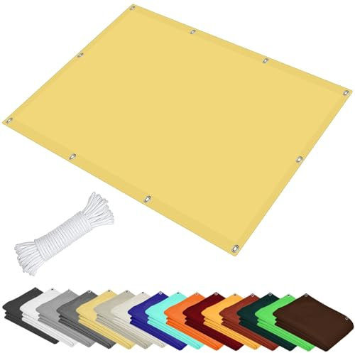 Toldo Vela De Sombra Vela 0.7 x 2 m Tela Parasol Cuerdas 98% de Protección UV con Cuerdas y Ojal para La En Garden Patio Jardín Balcón, Amarillo Arena