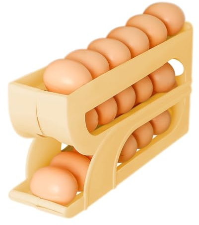 Egg Dispenser for Refrigerator Roll Down | 3-Tier Automatic Egg Rolling Holder - Space-Saving Egg Storage Container for Fridge, Egg Rack for Fridge, Cabinet, Kitchen Countertop