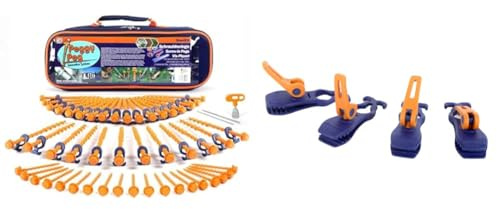 Peggy Peg – Schraubhering StartKit mit Heringen & Kombi Tool & Crocodile Peggy 4 Stück Markisenklemmen – multifunktionale Klemmen