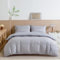YASMENG Satin Bettwäsche 220x240 Grau Gestreift Bettwäsche Satin Glänzend Luxus Bettbezug Set Weich Seidig Seide Bettwäsche 3 Teilig mit Reißverschluss und 2 Kissenbezüge 80x80 cm