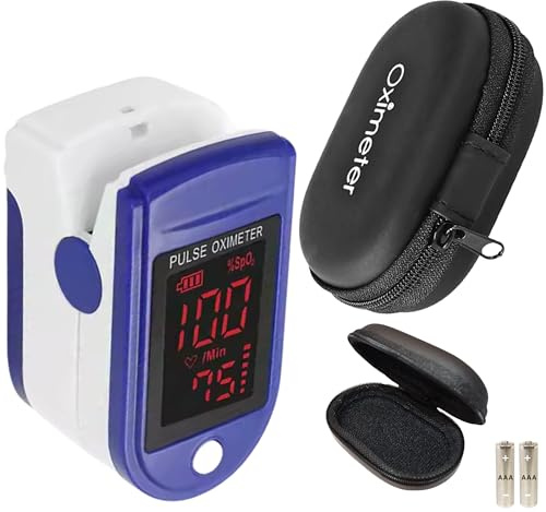 TradeProvider® Finger Pulse Oximeter SpO2 Blood Oxygen Saturation & Heart Rate Monitor, OLED Display, Includes Case, Lanyard & 2AAA Batteries, Portable Fingertip Sensor for Home, Sports, Travel