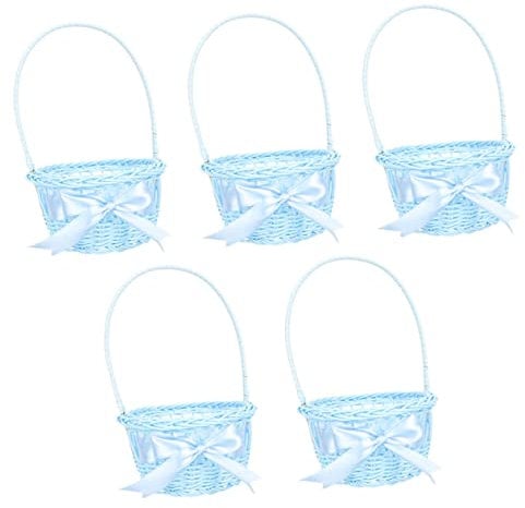 KOMBIUDA 5St Korb aus Rattan Korb für Märchengärten kleine Geschenkkörbe Miniatur-Mülleimer ablagekörbe kühlkorb einkaufskorb hochzeitsdeko Blumenkörbe Körbchen für Blumenmädchen Bambus
