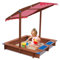 Sandmuschel für Kinder mit Dach und Abdeckung - Holz Sandkasten, Bodenmatte und Montagezubehör inklusive, für 3-14 Jährige, 126x121x118 cm, Große Sandkasten mit 100kg Tragfähigkeit