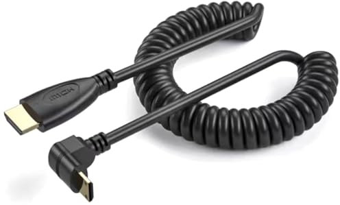 Komost 6.6Ft V2.0 Ultra HD 4K 60Hz, 1080p, 3D Mini HDMI to HDMI Coiled Cable for Projector, Monitor, Camcorder - Flexible, Space-Saving, Male-to-Male, Black