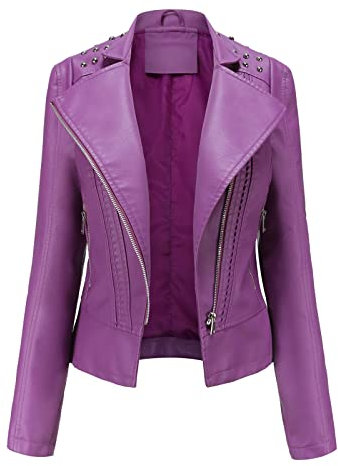 Veste pour Femme - Veste Fine en Cuir Synthétique - Col Montant - Veste de Transition Légère avec Fermeture Éclair - pour Femme - Veste Courte Manteau Simili Cuir Femme Veste Femme Rose Pâle