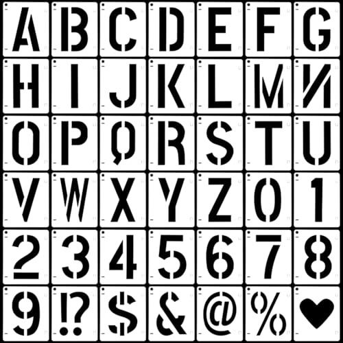 42 Stück Heimwerken Buchstaben Schablone Set,15 cm Wiederverwendbar Schablonen Buchstaben Lackierschablone Alphabet-Zahlenschablonen Buchstabenschablonen für Kinder Schreiben und Basteln