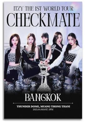 ITZY CHECKMATE Druck Album Cover signiert limitiertes Poster, Musikcover-Poster, Pop-Hip-Hop-Rap-Sänger-Star, Musikposter, ästhetische Leinwand, Wandkunst für Mädchen und Jungen, Teenager,