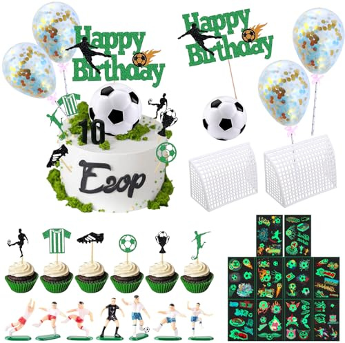 35 Stück Tortendeko Fussball, Fussball Tortendeko Geburtstag FussballCupcake Topper Tortenaufleger Geburtstagsdekoration Kuchen Deko Geburtstag für Junge Kinder Sport Thema Geburtstag Party Suppplies