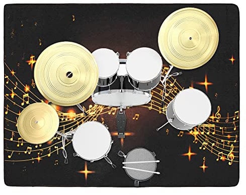 OUUTMEE 182x155cm Schlagzeugteppich Drum Teppich,Elektrisches Schlagzeug Teppich, Professionelles rechteckiges Musiksymbolmuster
