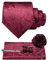 JEMYGINS Herren Paisley Krawatte mit Einstecktuch Krawattenklammer Blumenbrosche und Manschettenknöpfen Set Burgunderroter Boden