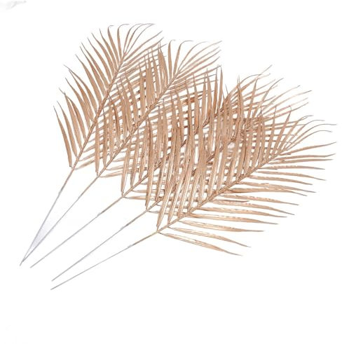 Feuilles de Palmier Artificielles, 5 Pièces, Imitation de Feuille de Plante Dorée, Décoration Dorée, Ornement de Feuille de Palmier, Fournitures Artisanales