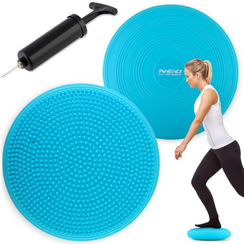 Neo-Sport Balance Kissen Balancekissen Ballsitzkissen Mit Luftpumpe 33 cm Gleichgewichtskissen Wackelkissen Luftkissen Noppenkissen Koordination Rückentraining Trainingskissen Rutschfest Wasserdicht