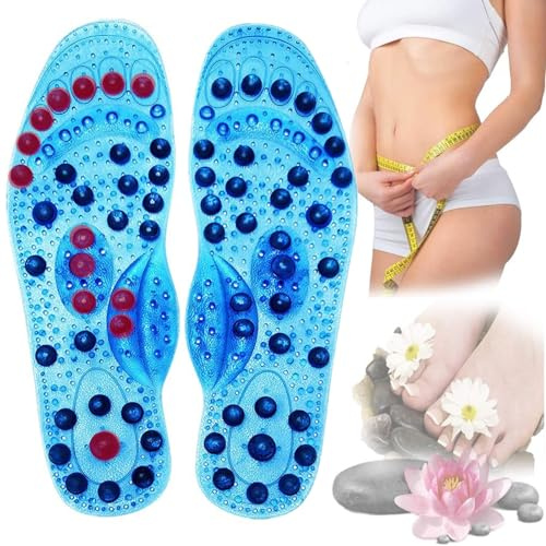 Magnetische Einlegesohlen | Akupressur Einlegesohlen Original Einlagen Bequemeund Atmungsaktive Herren Damen,Schuheinlagen Abnehmen (Size:1 pair L(41-45),Color:blau)