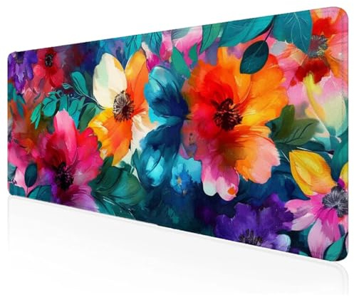 Color Mouse Mat 800x300x3mm,Flower Mouse Pad,Extra Large Gaming Mousepad Waterproof,Desk Protector Mat with Anti-Slip Base,Computer Keyboard Pad for Gaming,Office and Home,Gift Z-70