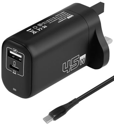 45W USB C Charger, CIGAA Fast Charger with Cable, Laptop Compatible, Super Fast Charging 2.0 for Samsung Galaxy S24 Ultra/S24/S23+/Note20, iPhone, Pixel, and More (5 ft USB C to C Cable Included)