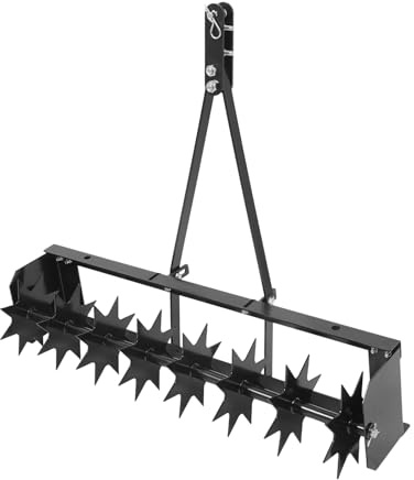 Rasenlüfter Schwarzer Rasenlüfter mit 8 Spikes, Walzentyp Rasenbelüfter 99 lbs Maximalzuladung Doppelte Bremsstangen Hohe Effizienz Universeller Rasenlüftungsgerät für Parks, Villengärten