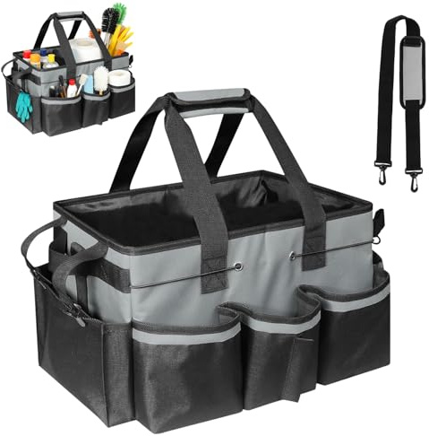 Yuhtech Cleaning Caddy Bag, Cleaning Caddy Supplies Organizer with Handle, Cleaning Tool Organizers Tote Bag for Home, Car and Garden