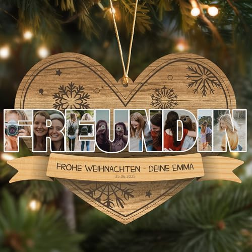 Freundin Weihnachtsbaumschmuck - Freundin Geschenk personalisierte Weihnachtskugeln, Geschenk BFF Christbaumschmuck, Geschenkidee Bestie Kleinigkeit Weihnachtsdeko - Geschenkidee für Bestie