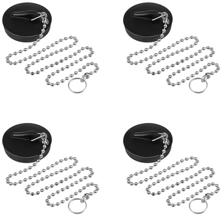 4 PCS Bath Plug and Chain,Bath Plug,Sink Plugs,Kitchen Sink Plugs Replacement for Bathtub,Sinks and Vegetable Sinks,Rubber material with Stainless Steel Chain(Size 1.57 Inch,Chain 15.7 Inch)