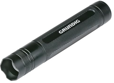 Grundig LED-Taschenlampe – Kompakte Lampe mit Aluminiumgehäuse – Für 2x AA-Batterien – Ideal für Innen- und Außeneinsatz – Leicht und Robust – Für Notfälle und Camping