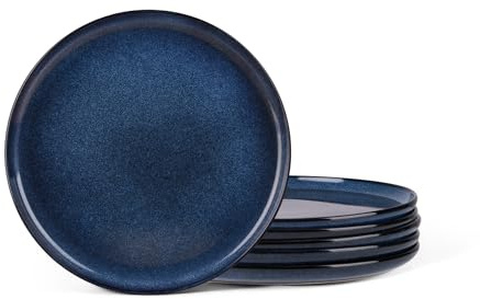 HaWare Stoneware Dessert Plates Set of 6, 8 inch Ceramic Dinnerware Plate, Small Reactive Glaze Ripple Dinnerware, Chip and Scratch Resistant, Microwave and Dishwasher Safe, Nebulas Blue