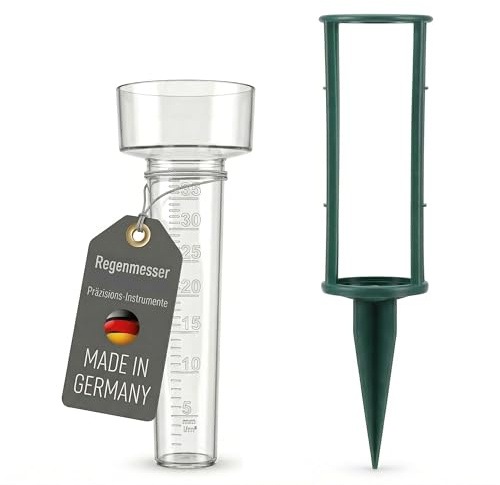 Lantelme Niederschlagsmesser mit Erdspieß Kunststoff | Regenmesser zur Wassermengenmessung im Garten Gewächshaus | Regenwassermesser Gartenstecker