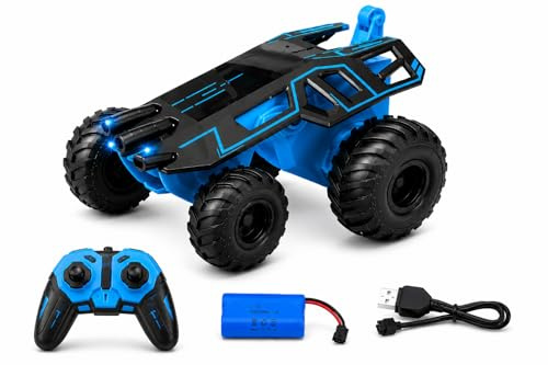 D.I.L Quantum Rotary RC Stunt Car 360° Spin Remote Control Off Road Toy with LED Lights Rechargeable Battery High Speed Racing Car for Kids Boys Girls Blue