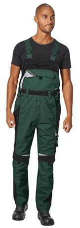pka elastische Arbeitslatzhose für Herren BESTWORK - Allrounder für Bau, Handwerk, Industrie & Heimwerker in Grün/Schwarz Größe 58