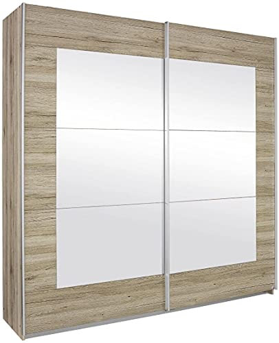 Rauch Möbel Alegro Schrank Schwebetürenschrank Kleiderschrank in Weiß mit Spiegel 2-türig, inklusive Zubehörpaket Basic 2 Kleiderstangen, 2 Einlegeböden BxHxT 181x210x62 cm
