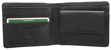 VISCONTI Heritage Collection Bi-Fold Stamford Leather Wallet RFID Blocking HT7 Black
