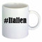 Kaffeetasse #Italien Hashtag Raute Keramik Höhe 9,5cm ? 8cm in Weiß