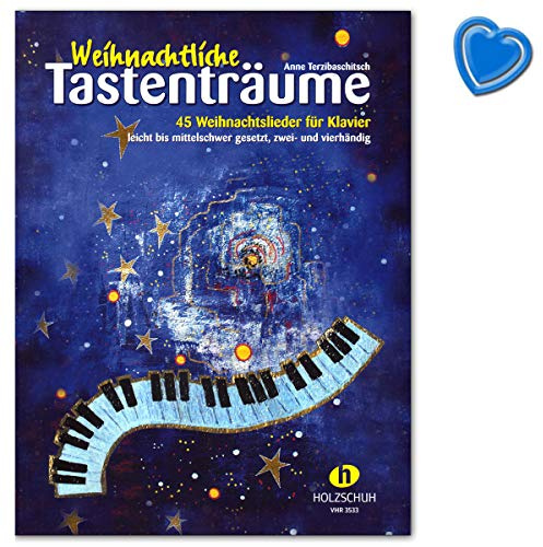 Weihnachtliche Tastenträume - 45 Weihnachtslieder leicht bis mittelschwer gesetzt für Klavier zu 2-4 Händen (mit Text) - mit Notenklammer