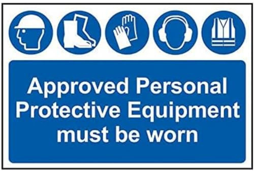 Scan SCA4020 Self adhesive PVC sign - Approved Personal Protective Equipment must be worn - 600 x 400mm