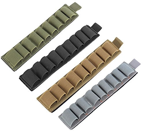 Tbest 9 Runde Jagd Shotgun Buttstock Butt Stock Shell Kugel Halter Taktische Schrotpatronen Shell Holder Tasche Carrier Cartridge Ammo Träger Halter Pouch mit Selbstklebende Backing Strip(Khaki)