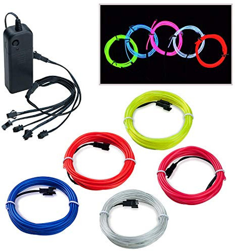 COVVY Guirlande Lumineuse LED, 5 * 1 M Neon Flexible Lumineux Décoration à piles pour Fête/Noël/Anniversaire/Soirée/Mariage, 3 Modes Éclairage avec télécommande 要点: