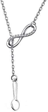 BEKECH Spoon Necklace Infinity and Spoon Pendant Lariat Y Necklace Spoon Theory Jewelry Chronic Illness Jewelry Spoonie Gift, No Gemstone