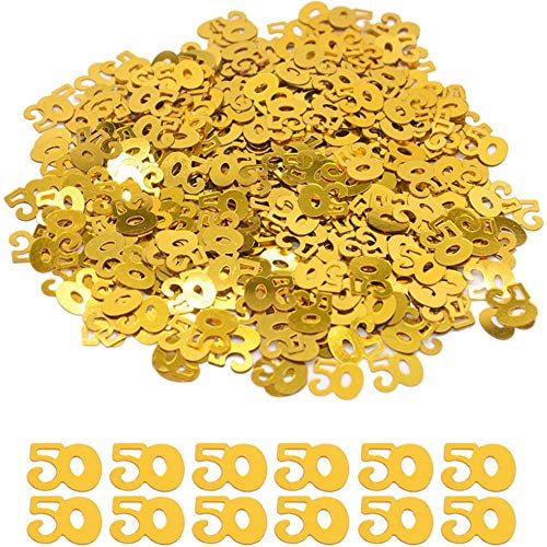 DIWULI, Geburtstags Zahlen-Konfetti gold, Zahl 50, edle Tisch-Konfetti, Tisch-Deko, Glitter, Geburtstags-Deko, Streudeko für Geburtstagsfeier, Motto-Party, Dekoration, 50. Geburtstag, DIY, basteln