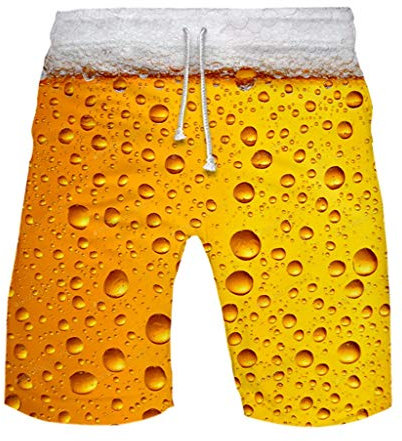 YEBIRAL Herren Shorts Lustig Bier 3D Druck Kurze Hose Schnelltrocknend Badehose, Sommer Männer Jungen Strand Surf Board Shorts Freizeithose Sporthose Sweatpants Badeshorts