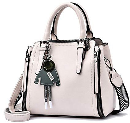 BUKESIYI Damen Tasche Umhängetasche Handtasche Frauen Klein Schultertasche Weekender Lack PU Leder DE77139 Nicht-Gerade Weiss