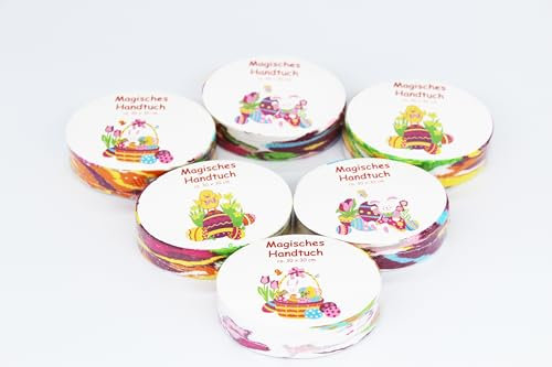 KAMACA 6er Set Magisches Handtuch Baumwolle Zaubertuch für Kinder Zauberhandtuch Mitgebsel Geschenkidee Kindergeburtstag Geschenk Ostern Geschenkidee Kleinigkeit Ostergeschenke (6er Set Ostern)