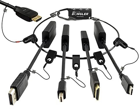 The Dongler Loaded - ProAV 4K HDMI Dongle Adapter Ring - Supports up to 32Gbps Input, 4K with HDR - Includes Combination Lock with (4) Pigtail Dongle Adapters