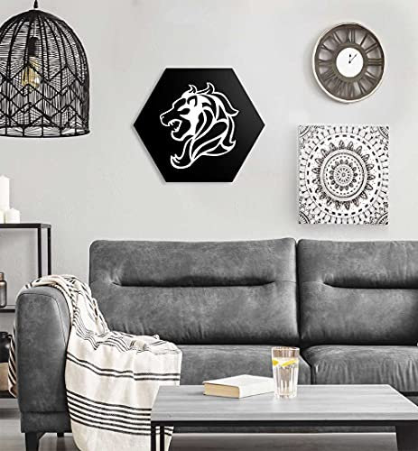 MyMaxxi | Wall Art Hexagon Wand Deko Bilder Einzeln Loewe | M 35x30cm groß | Geometric Wall Collage als Acrylglas Bild | Wandbilder Wanddekoration | modern Aesthetic Zodiac Signs