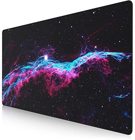 CSL - Übergröße Mauspad Gaming Titanwolf 1200x600mm - XXXL Mousepad groß - Tischunterlage Large Size - verbessert Präzision und Geschwindigkeit - XXL für Logitech Maus und Tastatur - Veil Nebula