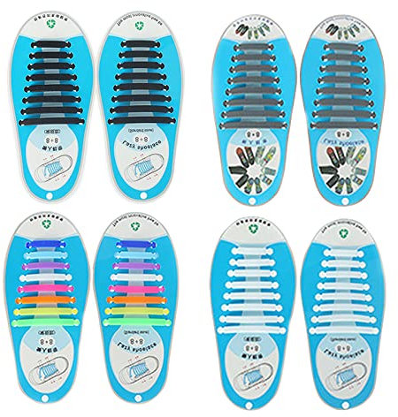 4 Pares Cordones Elasticos de Silicona sin Ataduras para Niños y Adultos - Multicolores Impermeable para Zapatillas de Deporte y Zapatos de Lona