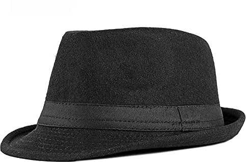 Korhleoh Classico Uomo Donna Feltro Cappello Panama Uomo Elegante Cappello Fedora Gangster Trilby Cappello Jazz Caps 56-58 cm