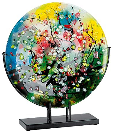 GILDE GLAS art Deko Objekt - handbemalt - auf schwarzem Metallfuß - Höhe ca. 43 cm