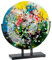 GILDE GLAS art Deko Objekt - handbemalt - auf schwarzem Metallfuß - Höhe ca. 43 cm