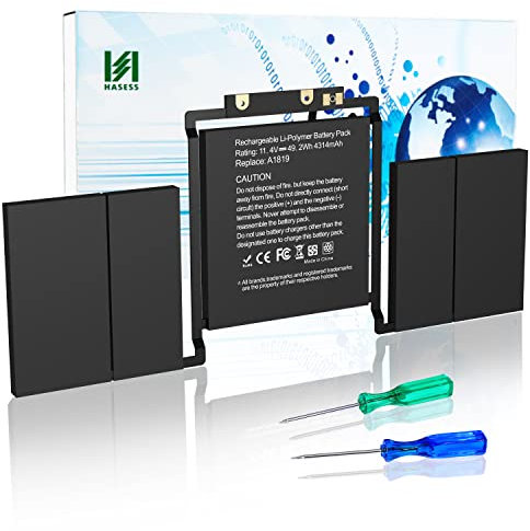 HASESS A1706 A1819 Battery Replacement for MacBook Pro 13 inch A1706 A1819 Late 2016 Mid 2017 Version with Touch Bar EMC 3071 3163 (11.4V 49.2Wh) - 12 Months Warranty