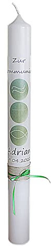 Kommunionkerze Taufkerze für Mädchen oder Junge Personalisiert mit Name und Datum 40x4