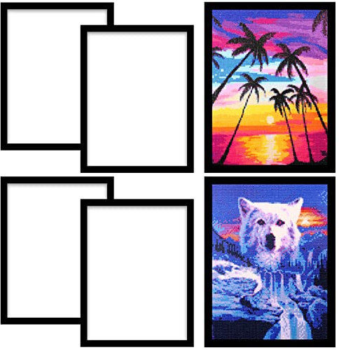 SPOKKI 4 Pack Diamond Painting Rahmen, Schwarz Diamond Painting Bilderrahmen 30x40, Diamond Painting Zubehör Magnet Bilderrahmen für Diamant Painting Bilder (Innenmaß 25x35cm)